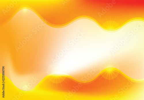 Abstract warm gradient waves with lens flares during bright daylight in a clean vector style