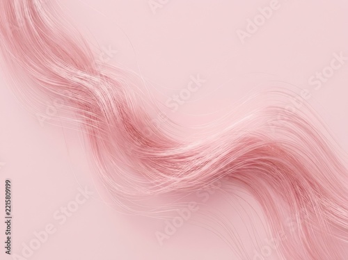 Pink hair strand flowing with soft studio lighting against a pastel background abstract concept