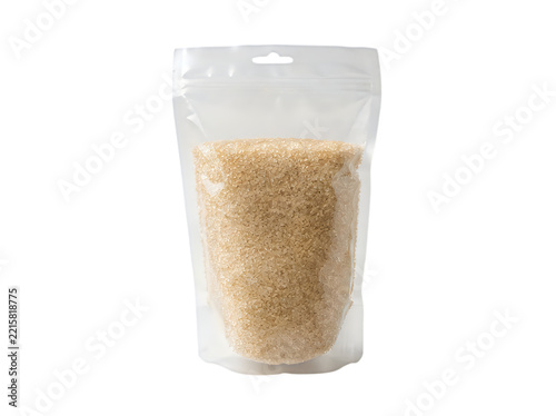 Close-up of brown rice in a clear container