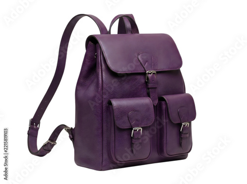 Purple backpack isolated on white background