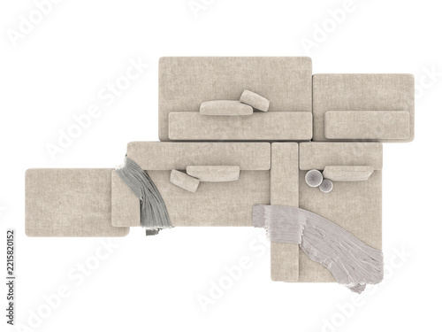 3d render modern sofa group on white background