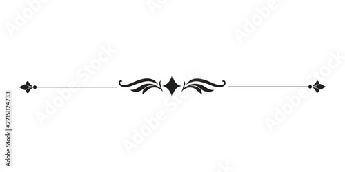 Minimal Line Divider Vector Illustration - Star Wing Arrow Ornament Border