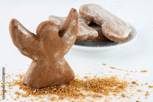 Christmas gingerbread cookie on a white background.