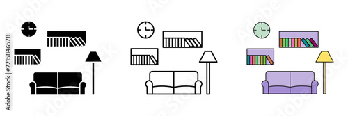 Interior set icon on white background