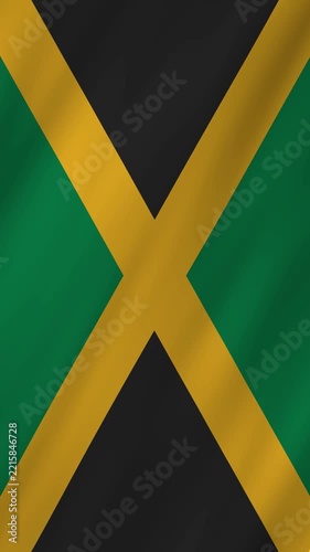 Jamaica flag waving in the wind 4K animation vertical video