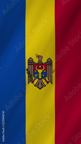 Moldova flag waving in the wind 4K animation vertical video