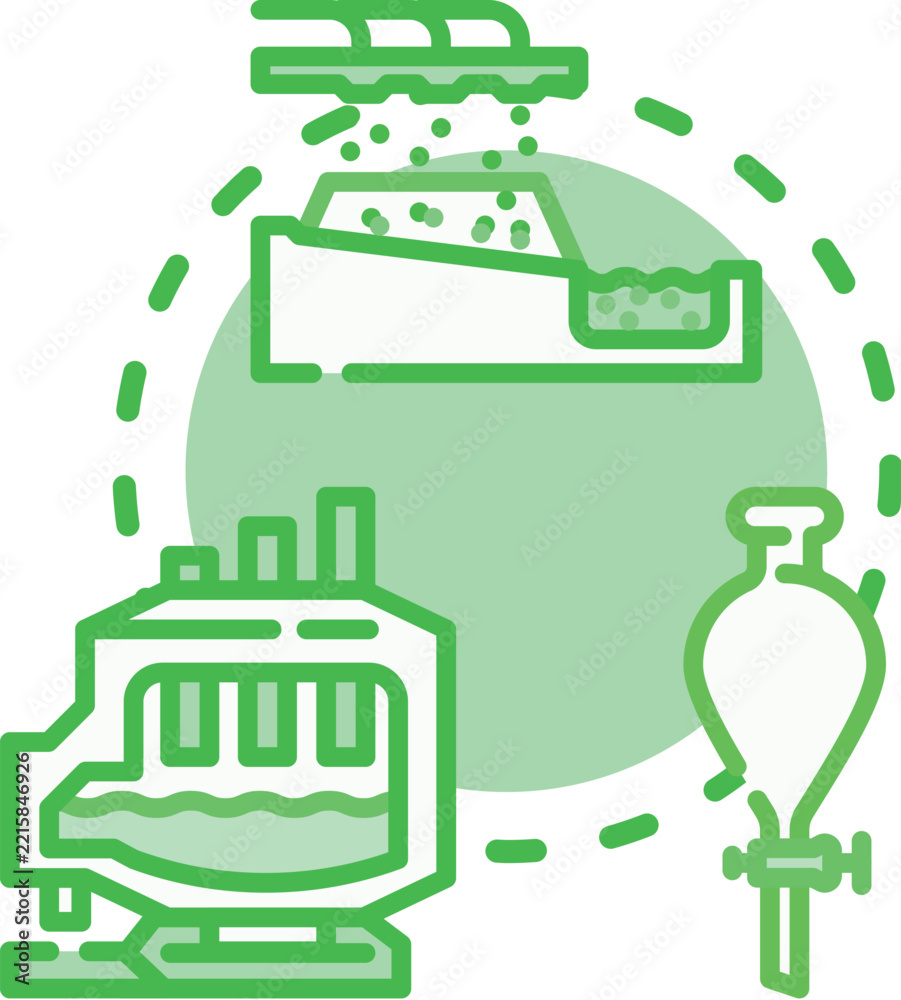 Fototapeta premium Oxygen separation furnace system using advanced industrial equipment for cryogenic air separation and production of purified gas, illustrating complex engineering processes