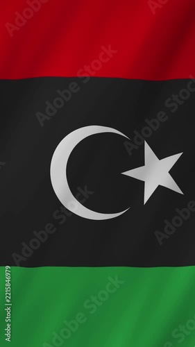 Libya flag waving in the wind 4K animation vertical video