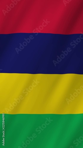 Mauritius flag waving in the wind 4K animation vertical video