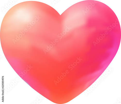 Glossy pink heart shape with smooth gradient lighting for romantic love projects