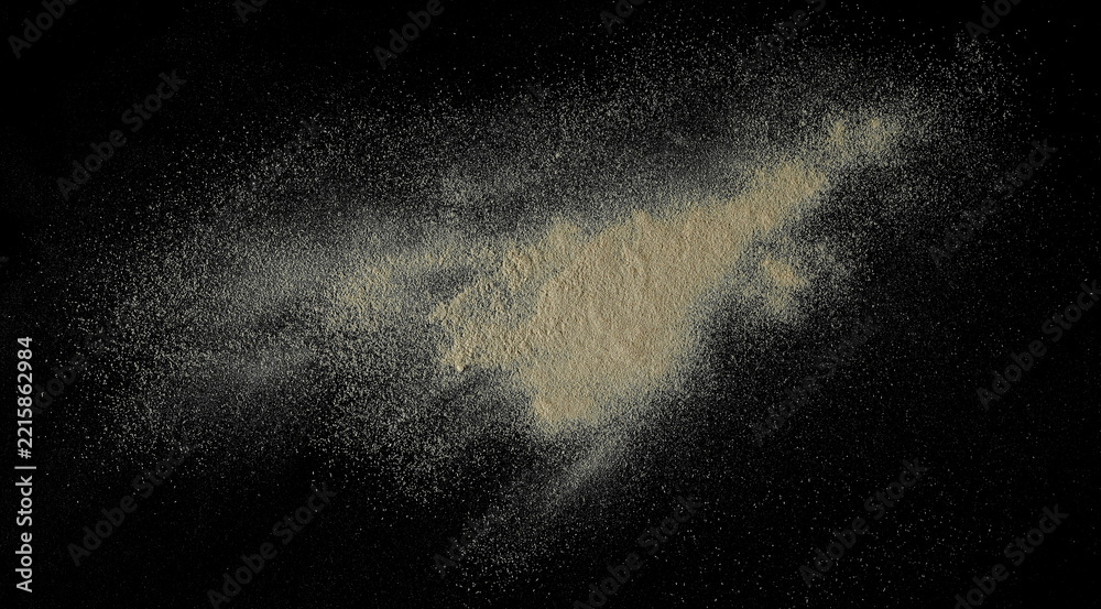 Fototapeta premium Ashwagandha powder pile, Withania somnifera isolated on black background 
