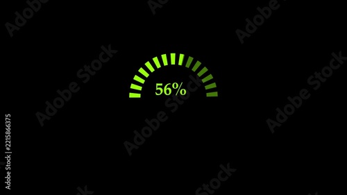 Green Circular Loading Progress Bar Animation With Percentage Counter Increasing From Five To One Hundred Percent