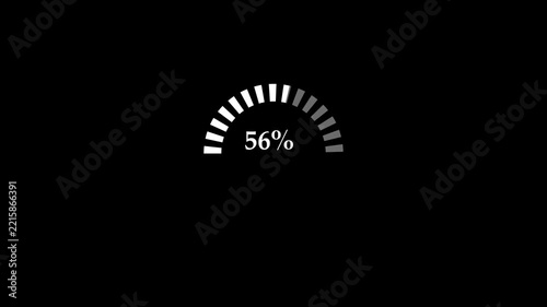 Circular Progress Bar Loading Percentage Animation on Black Background for User Interface and Software Development