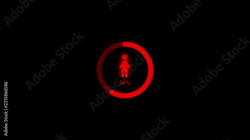 Red Loading Progress Circle with Human Icon Counting Percentage on Black Background