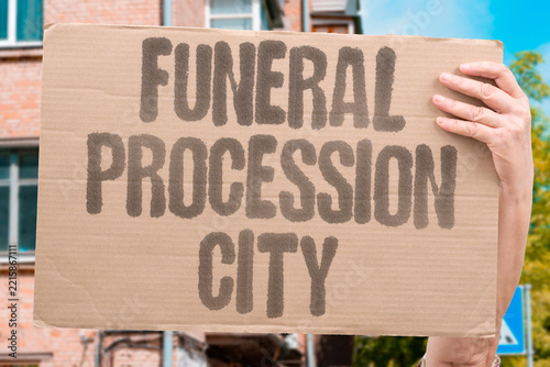 Obraz na plátně "Funeral procession city" Residents line streets to say farewell