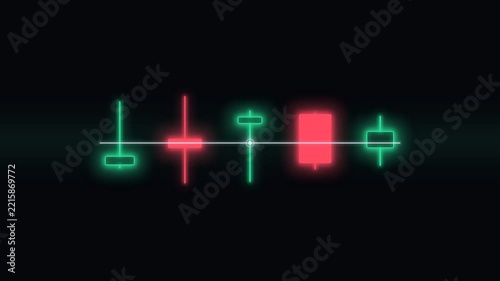 Neon Candlestick Chart Animation on Dark Background