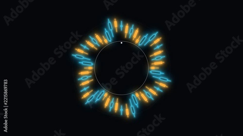 Glowing Blue and Orange Circular Digital Motion Graphic