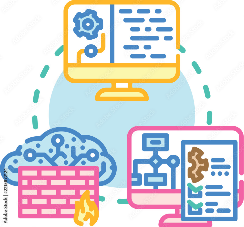 Fototapeta premium Analyzing security application evaluation reports, illustrating the process of data assessment, risk management, and technological implementation for system protection