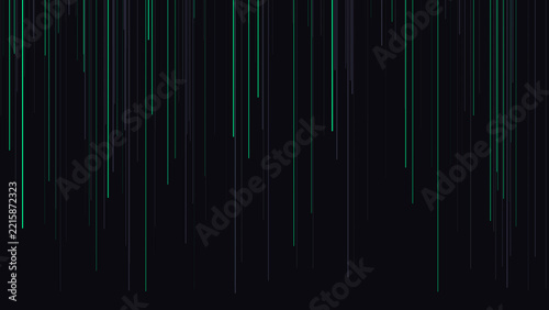 Abstract digital streaks of green and grey light falling against a dark background representing data flow or technology