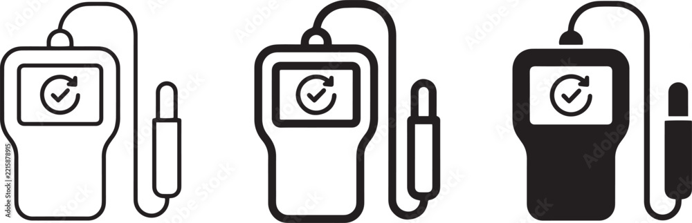 Fototapeta premium Medical Ultrasound Device Icons, Sonography Equipment Set, Diagnostic Tool Vector Graphics, Healthcare Technology Symbols