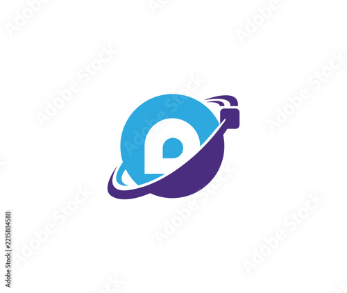 Modern Letter P Globe and Orbit Vector Monogram for Global Telecommunications and Cloud Tech