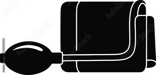 Simple silhouette icon of a medical blood pressure monitoring cuff device