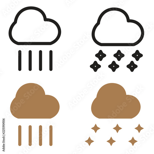 Weather Cloud Rain Snow Sleet Storm Forecast Set Vector Icon