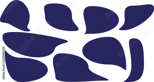 Dark blue organic blob shapes set