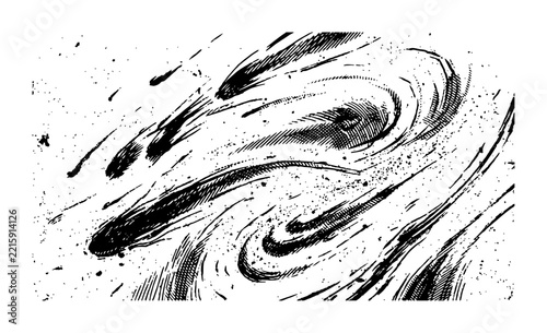 Flowing abstract swirls in expressive black ink texture