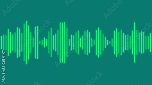 Sound signal. Graphic animation White on black background sound waves.
