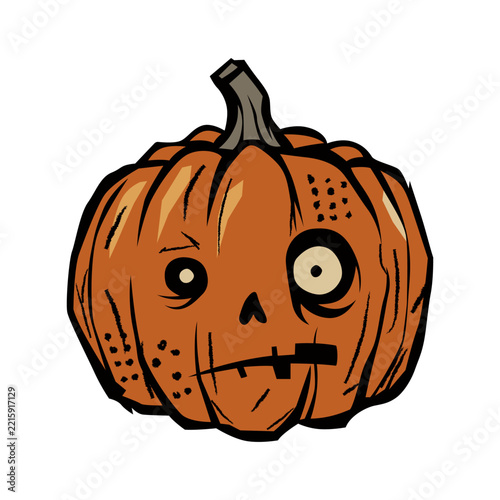 Mad Eye Halloween Pumpkin Vector Sticker Funny Creepy Jack O Lantern