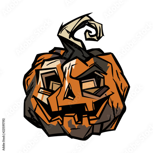 Geometric Dark Halloween Pumpkin Vector Sticker Abstract Horror Jack O Lantern