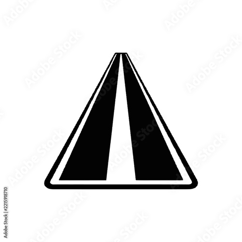 Minimalist Road Sign Icon with Black and White Design.