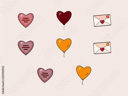 Roses And Love Letters Icon Set