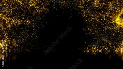 Golden shining stars dust bokeh glitter awards dust. Gold particles abstract background with 4k seamless loop	
