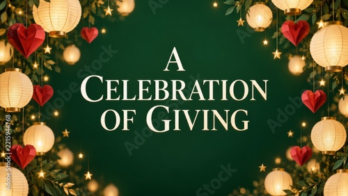 A Celebration of Giving Message with Paper Lanterns and Origami Hearts