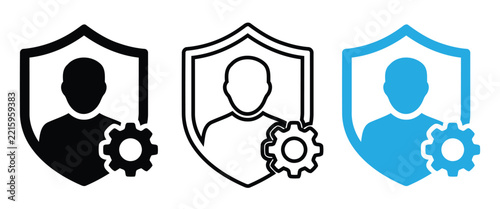 Illustrations depicting security protection and personal data safety with shield icons