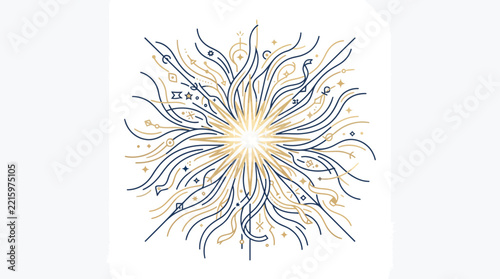 Abstract Celestial Starburst Line Art Illustration