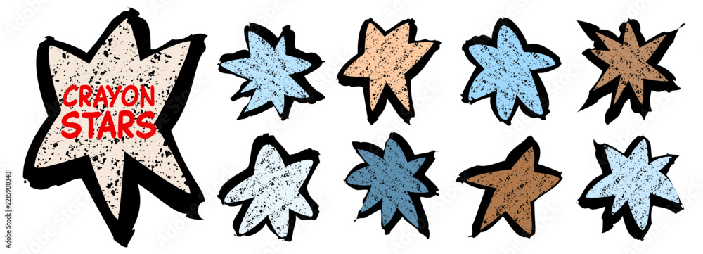 Fototapeta premium Element doodle star for sticker collage shape and whimsical paper cut. Scrapbook aesthetic handdrawn for funky retro bundle and school sketch glitter. Element texture frame for sticker comic.