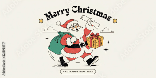 Cheerful Santa Claus Carrying Gifts For The Festive Season With Joy.