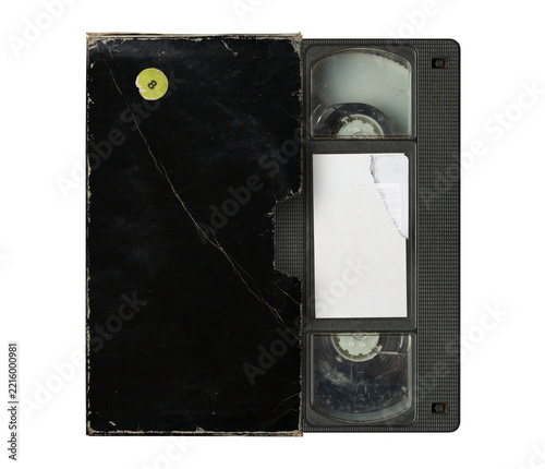Grunge blank VHS black sleeve and cassette tape, sleeve texture, png isolated on transparent background