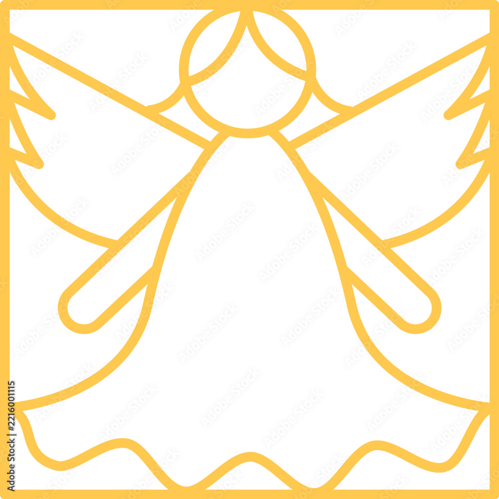 Fototapeta premium Angel Icon In Square Line Art