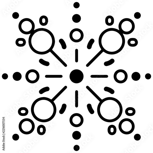 Symmetrical Line Art Snowflake Icon Set