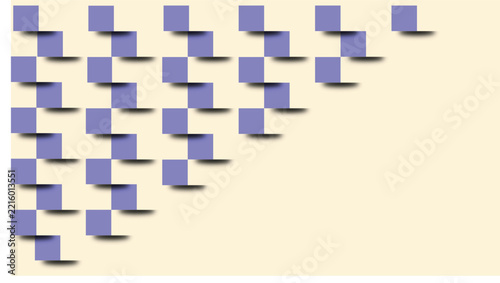 Abstract pattern of purple squares with shadows, arranged in a diagonal, stepped formation, creating a modern geometric design on a light background