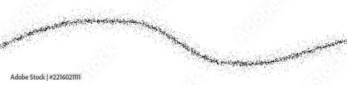 Abstract wavy line made of small black dots on a clean surface isolated on transparent background