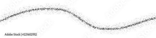 Abstract wavy line made of small black dots on a clean surface isolated on transparent background