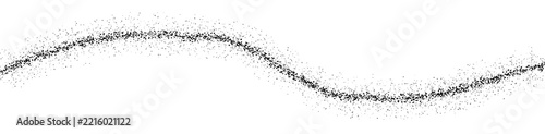 Black dotted wavy line abstract shape made of small particles isolated on transparent background