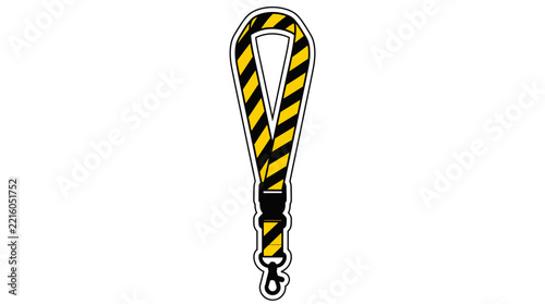 Yellow and Black Striped Safety Lanyard Strap with Clip