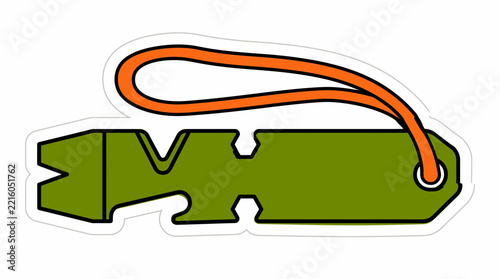Tactical Mini Pry Tool Vector Illustration with Orange Lanyard
