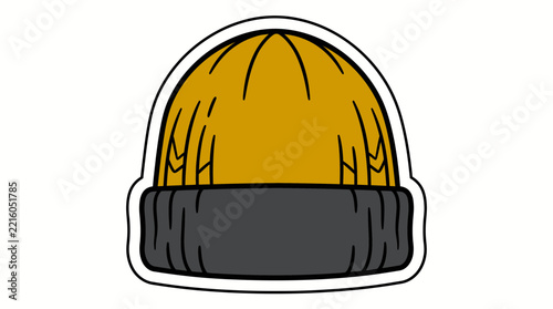 Yellow and Grey Knit Beanie Hat Vector Illustration
